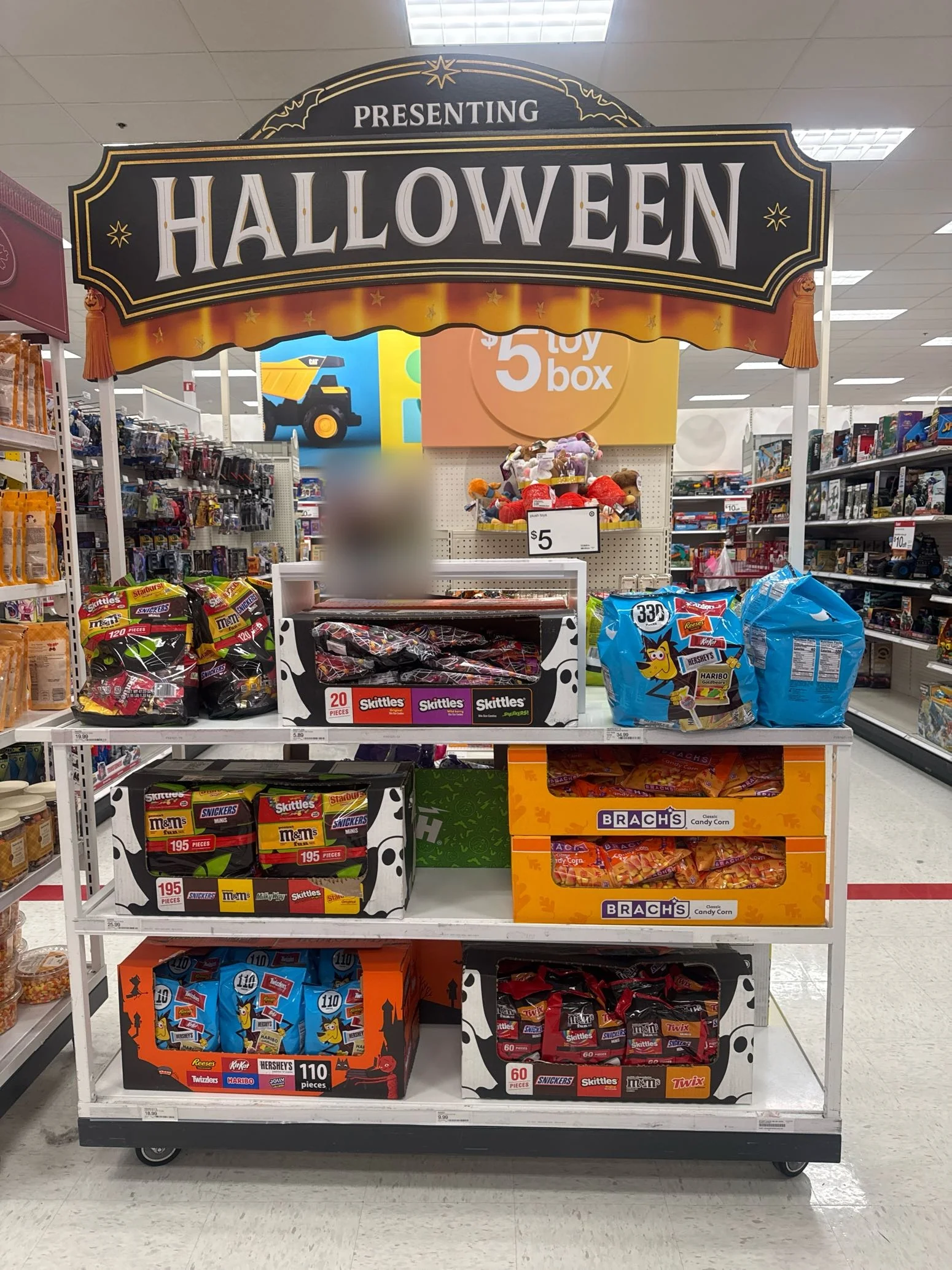 Target Halloween display with Mars, Hershey's and Brach's products